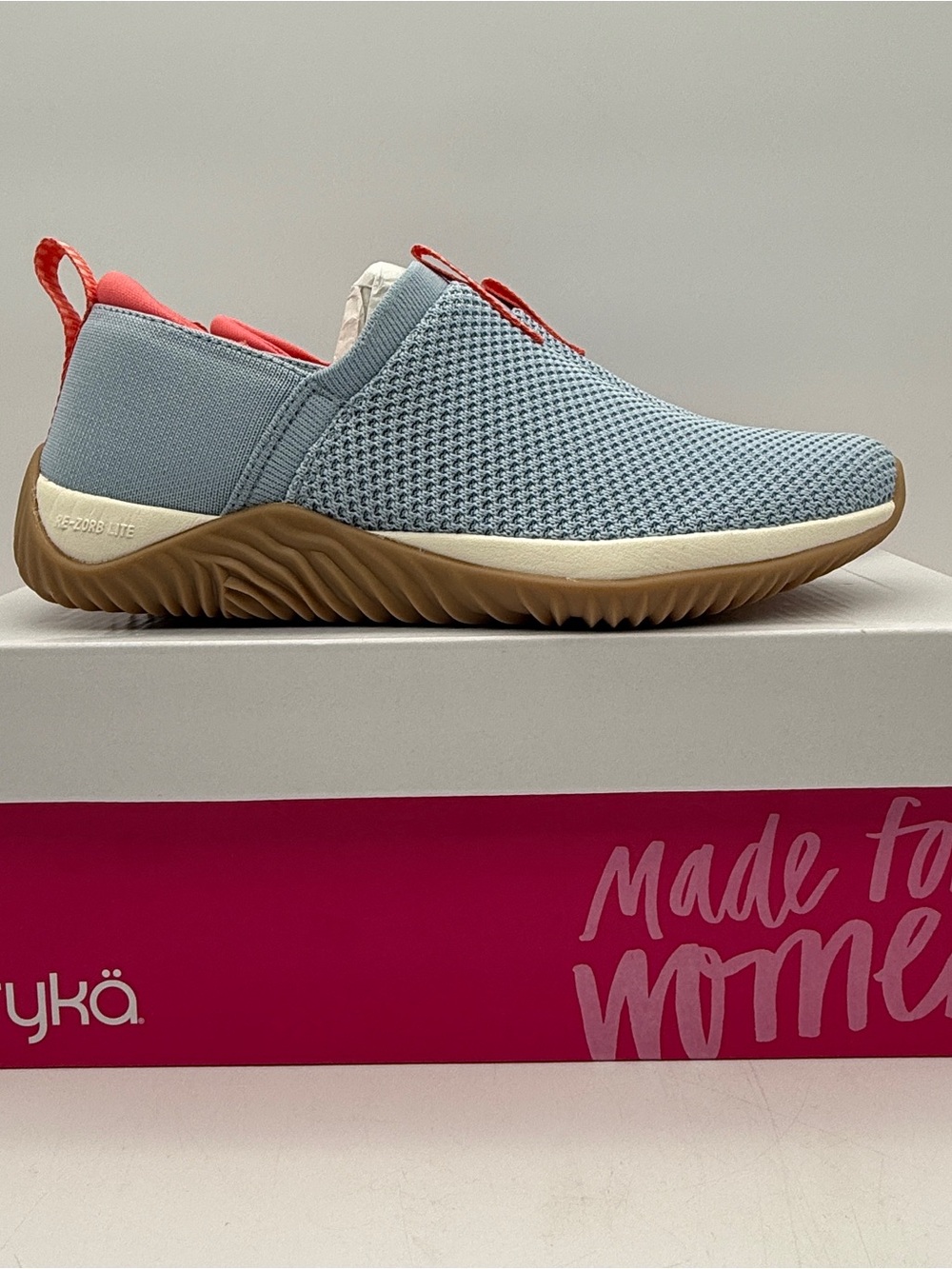 Ryka Echo Knit Blue Fog Slip-On Sneakers Women’s Size 7 M Arch Support BNIB